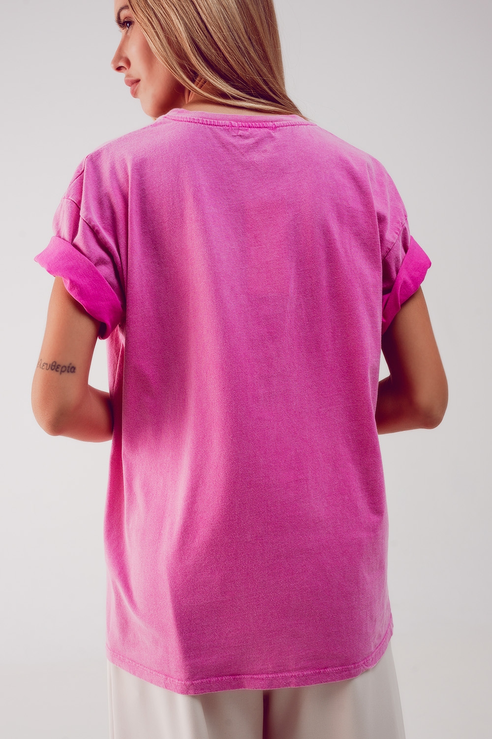 T-Shirt in Rosa mit Frontprint