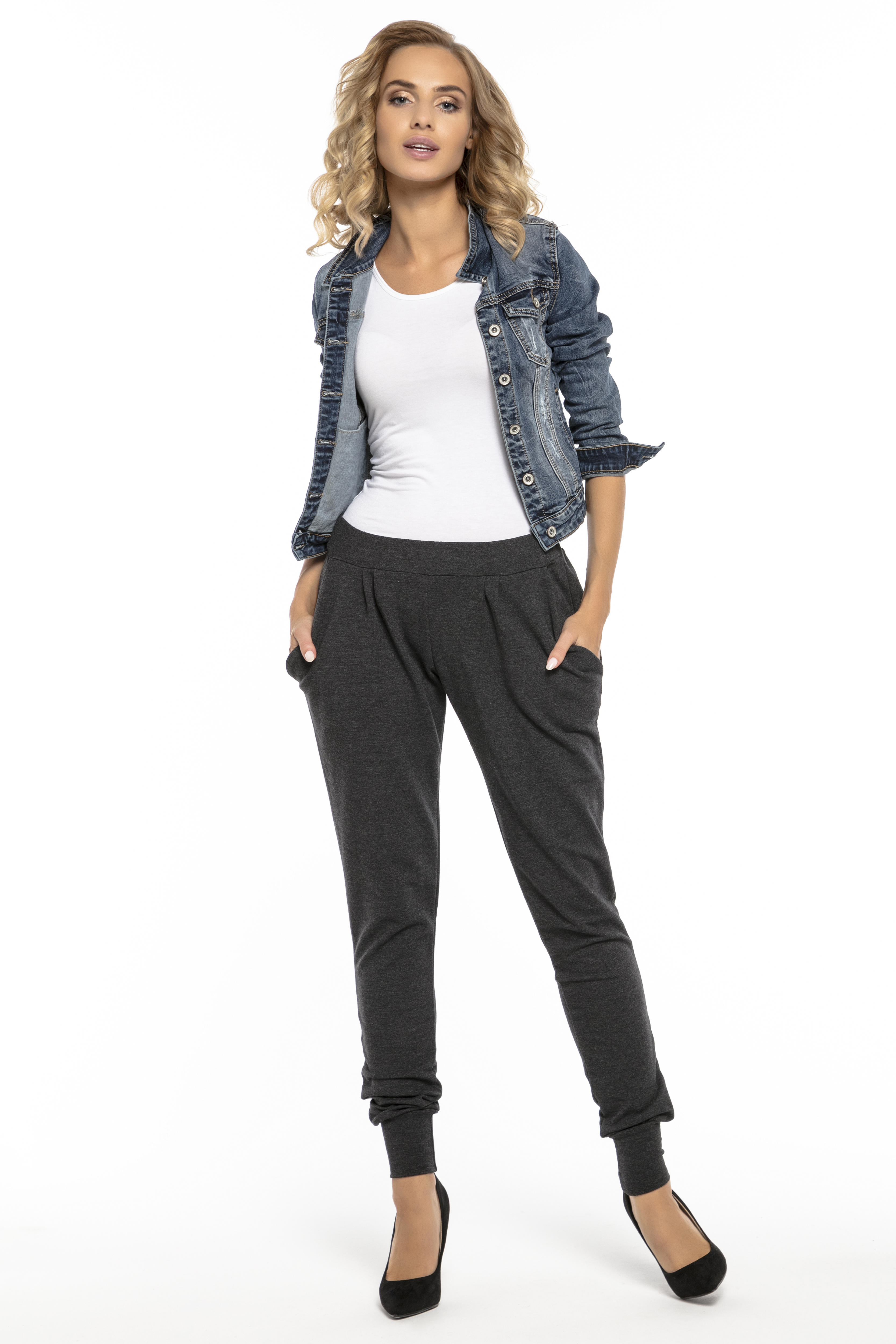 Joggpants in Dunkelgrau meliert