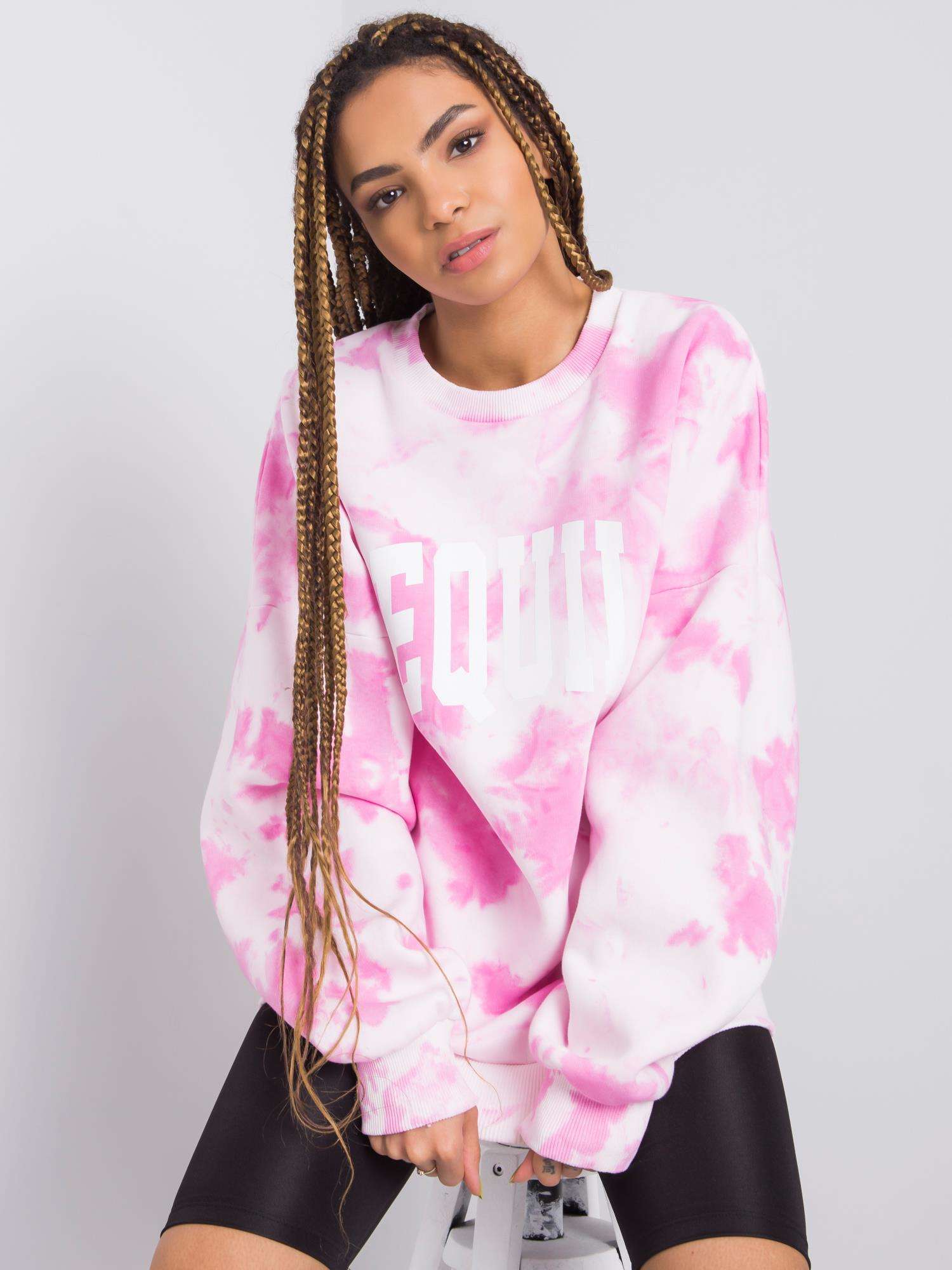 Sweatshirt in Rosa Weiß Tie-Dye Vorderansicht