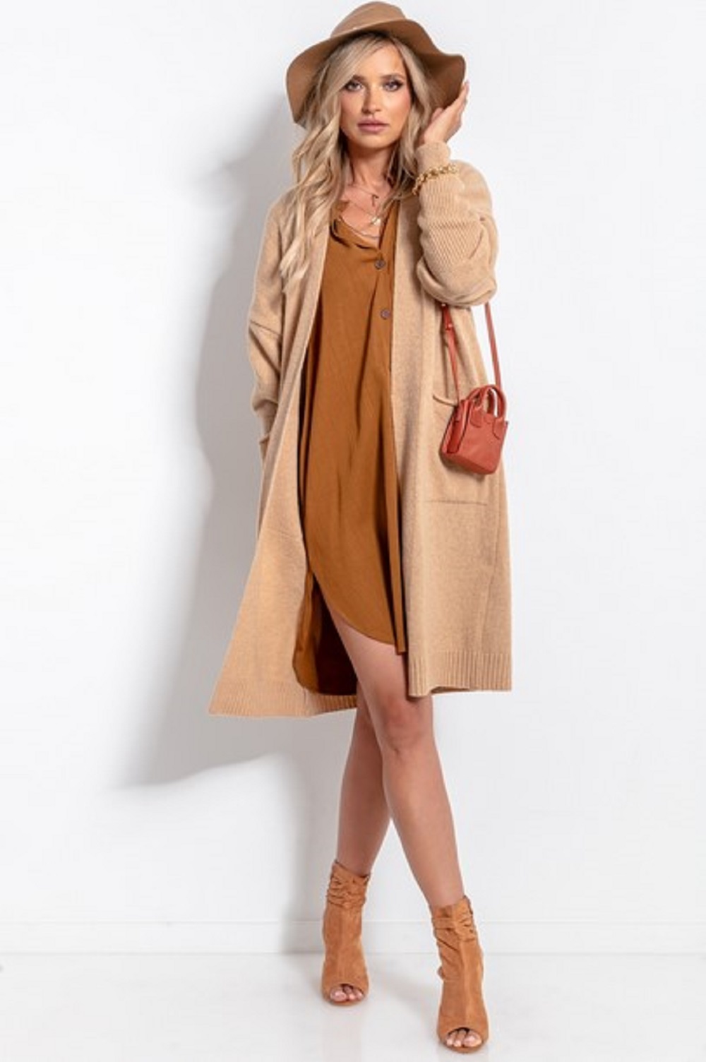 caramel long cardigan