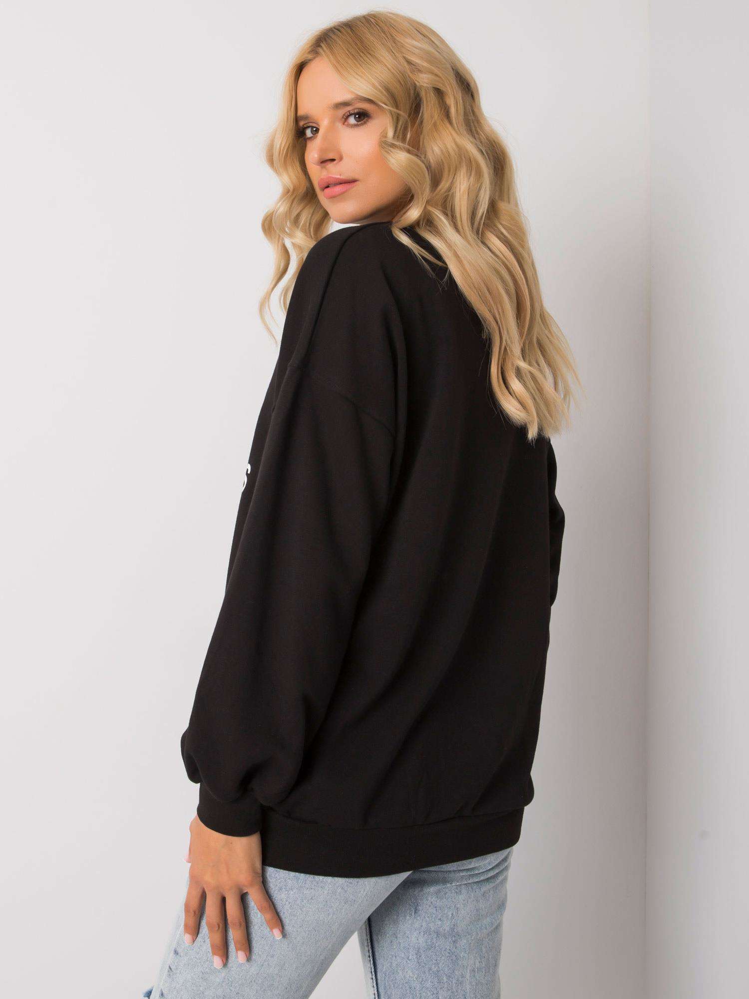 Sweatshirt in Schwarz mit weißem Frontprint Rückansicht